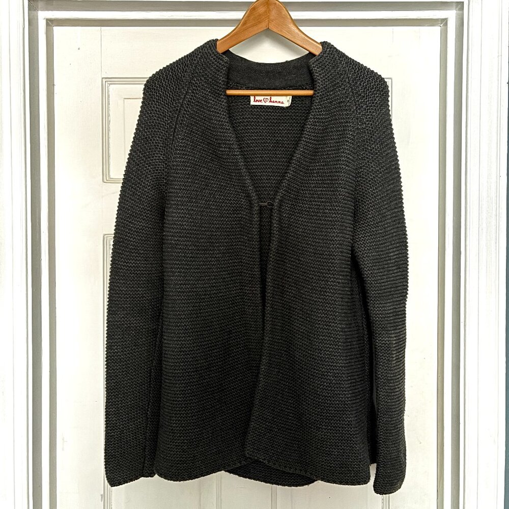 Hanna Andersson Love Hanna Wool Blend Chunky Knit Cardigan Grey Size XS